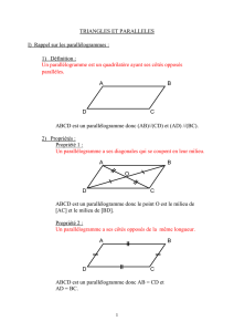 Cours Parallélogramme, triangles et parallèles (Prof)