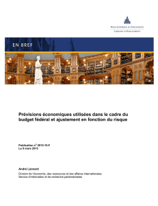 Prévisions économiques utilisées dans le cadre du budget fédéral et