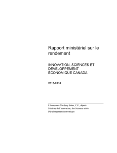 Rapport ministériel sur le rendement — pour la période se terminant
