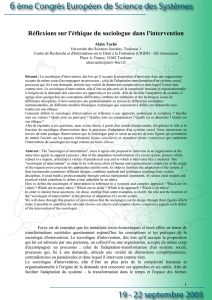 Réflexions sur l`éthique du sociologue dans l`intervention