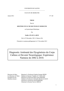 Diagnostic Anténatal des Dysgénésies du Corps Calleux et Devenir