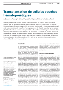 Transplantation de cellules souches hématopoïétiques