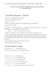 1. Ensembles et Fonctions – Induction 2. Calcul Booléen et Logique