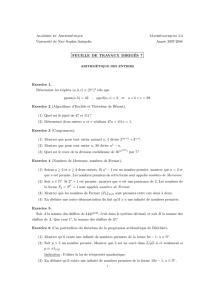 Alg`ebre et Arithmétique Mathématiques L3 Université de Nice