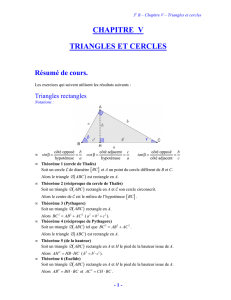 CHAPITRE V TRIANGLES ET CERCLES