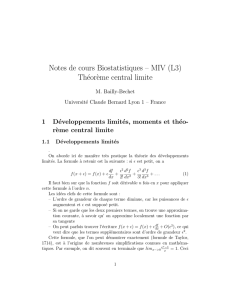 Notes de cours Biostatistiques – MIV (L3) Théor`eme central limite