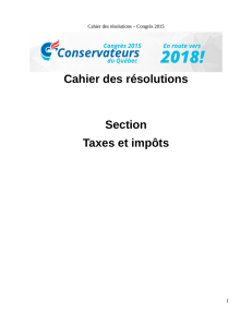 Cahier des résolutions Section Taxes et impôts