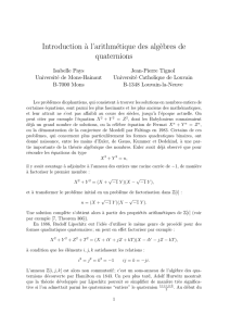 Introduction `a l`arithmétique des alg`ebres de quaternions