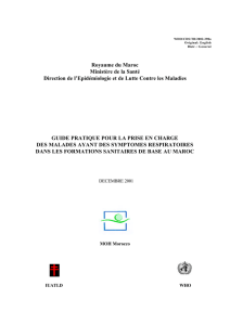 Royaume du Maroc Ministère de la Santé Direction de l