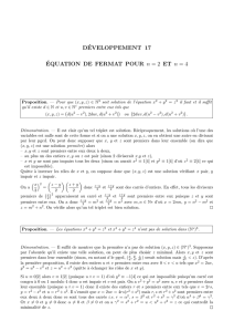 DÉVELOPPEMENT 17 ÉQUATION DE FERMAT POUR n = 2 ET n = 4