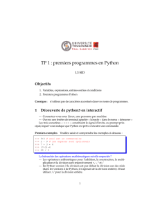 TP 1 : premiers programmes en Python