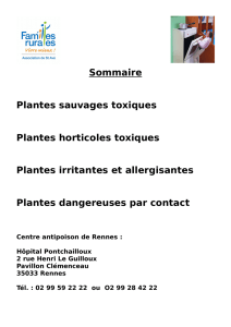 Sommaire Plantes sauvages toxiques Plantes horticoles toxiques