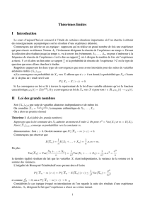 Théorèmes limites I Introduction II Loi des grands nombres