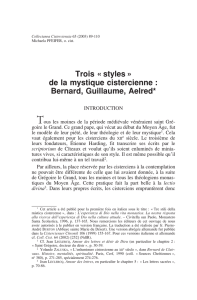 styles » de la mystique cistercienne : Bernard, Guillaume, Aelred