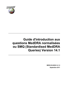 Guide d`introduction aux questions MedDRA normalisées ou SMQ