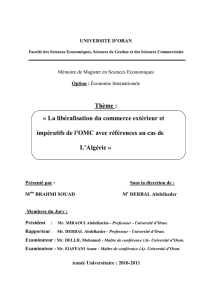 Thème : « La libéralisation du commerce extérieur et impératifs de l