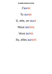 J`aurai Tu auras Il, elle, on aura Nous aurons Vous aurez Ils, elles