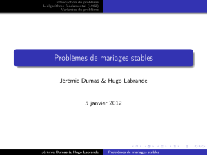 Problèmes de mariages stables