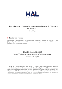 Introduction : La modernisation écologique à l`épreuve de - Hal-SHS