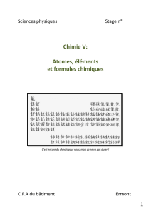 1 Chimie V: Atomes, éléments et formules chimiques