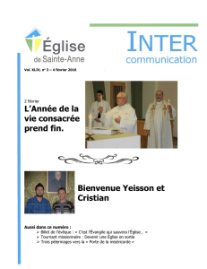 Intercommunication février 2016 - Diocèse de Sainte-Anne-de