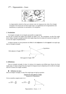 3 ème – Trigonométrie – Cours