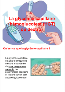 La glycémie capillaire (hémoglucotest (HGT) ou dextro)