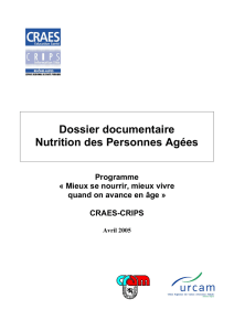 Dossier documentaire nutrition des Personnes Agées