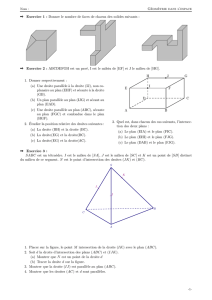 Géométrie dans l`espace Exercice 1 : Donner le nombre de faces de