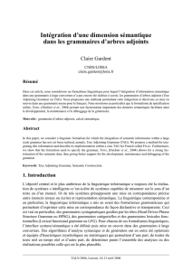 Intégration d`une dimension sémantique dans les grammaires d