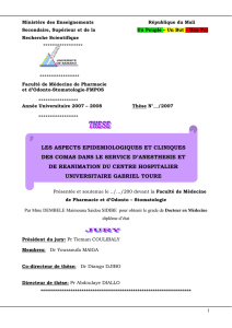 les aspects epidemiologiques et cliniques des comas dans le