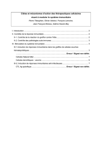 Cibles et mécanismes d`action des thérapeutiques cellulaires visant