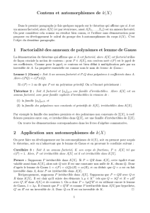 Contenu et automorphismes de k(X) 1 Factorialité des anneaux de
