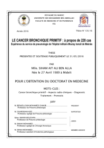 LE CANCER BRONCHIQUE PRIMITIF - Faculté de Médecine et de