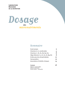 Catalogue du dosage des micronutriments