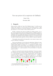 Vers une preuve de la conjecture de Goldbach