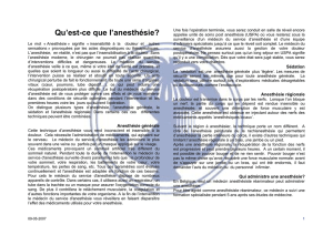 Questions sur l`anesthésie.