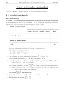 Chapitre 4 - Probabilités conditionnelles