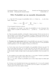 TD2. Probabilité sur un ensemble dénombrable. - IMJ-PRG