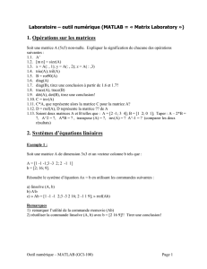 1. Opérations sur les matrices 2. Systèmes d`équations linéaires