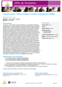 Licence Lettres : Culture antique et monde contemporain (CAMC)