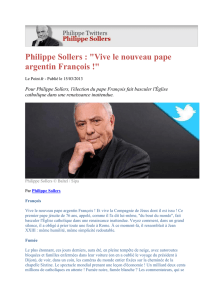 Philippe Sollers : "Vive le nouveau pape argentin François !"
