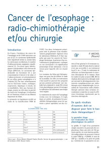 Cancer de l`œsophage : radio-chimiothérapie et/ou chirurgie