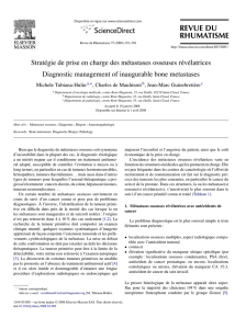 Stratégie de prise en charge des métastases osseuses révélatrices