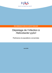 Dépistage de l`infection à Helicobacter pylori