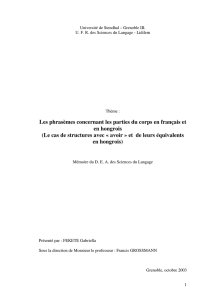 Les phrasèmes concernant les parties du corps en