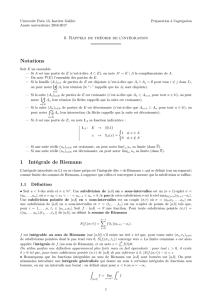 Notations 1 Intégrale de Riemann