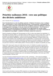 Priorités wallonnes 2016 : vers une politique des déchets ambitieuse