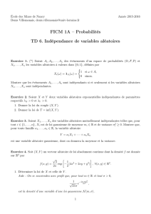 TD 6. Indépendance de variables aléatoires