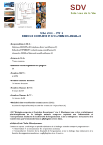 Fiche d`UE – 3V612 BIOLOGIE COMPAREE ET